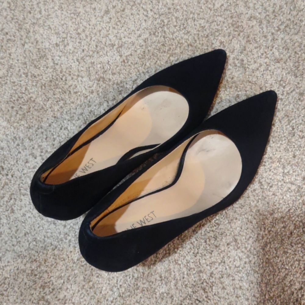 Black suede high heels from Nine West